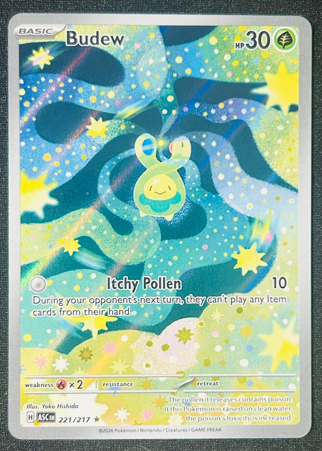 A Budew trading card from the Pokémon 