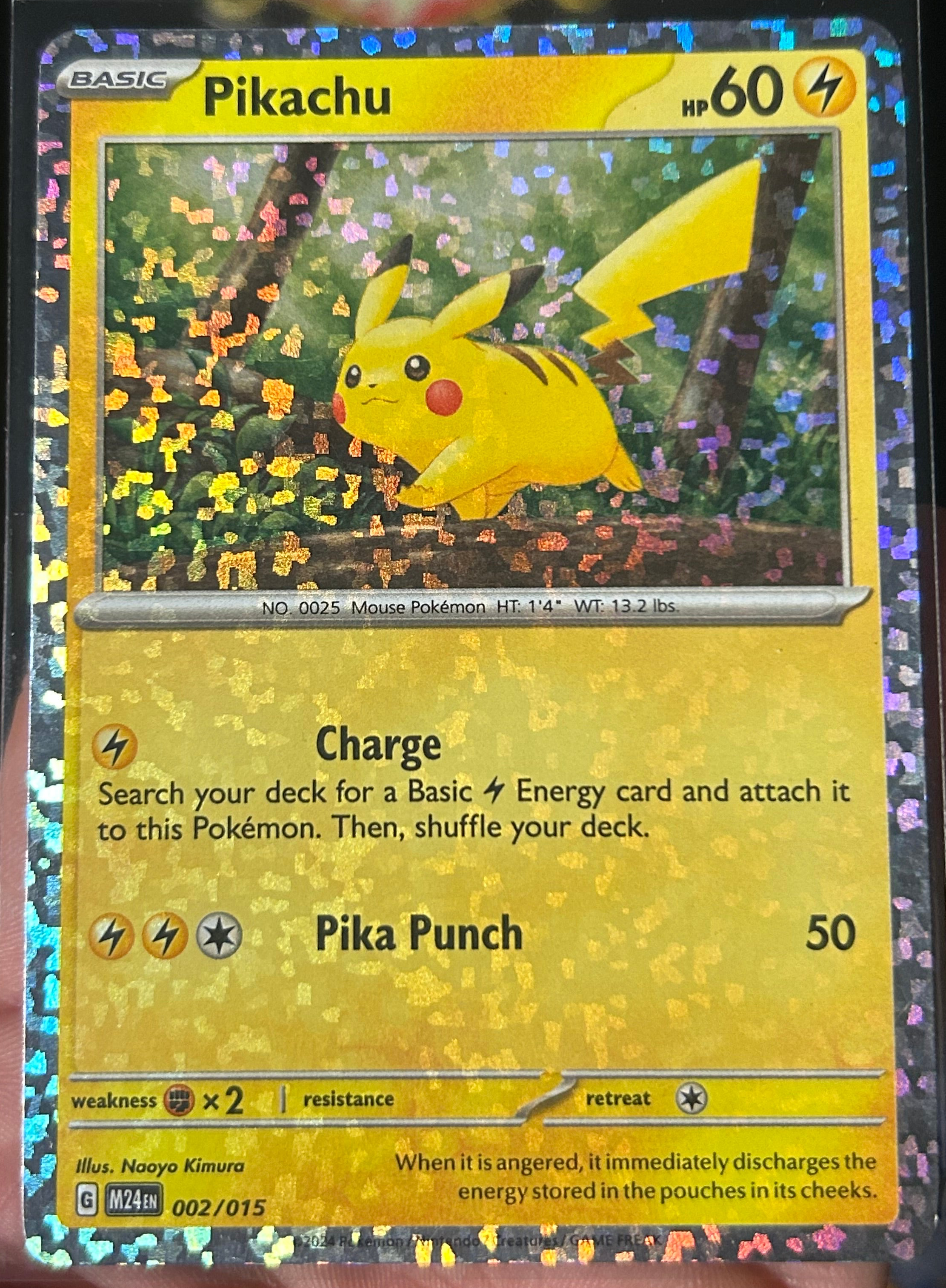 Pikachu 002/015 m24en Pokémon trading card. McDonald’s promo